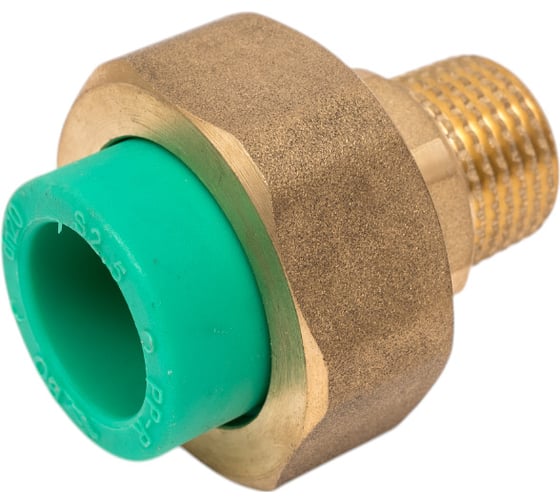 Изображение товара Комбинированная разъемная муфта - американка с наружной резьбой Blue Ocean 20x1/2, полипропиленовая, зеленая PPRF/UAM(G)-20x1/2"