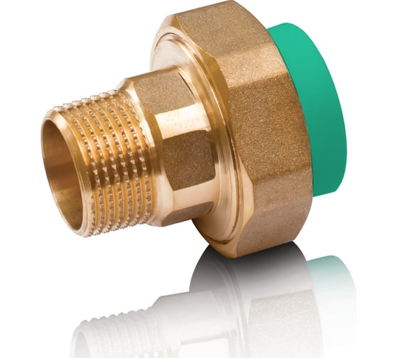 Изображение товара Комбинированная разъемная муфта - американка с наружной резьбой Blue Ocean 25x3/4, полипропиленовая, зеленая PPRF/UAM(G)-25x3/4"