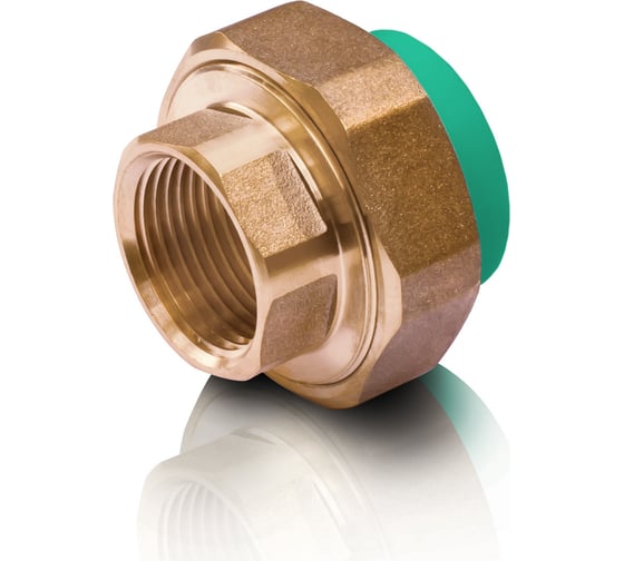 Изображение товара Комбинированная разъемная муфта - американка с внутренней резьбой Blue Ocean 20x1/2, полипропиленовая, зеленая PPRF/UAF(G)-20x1/2"