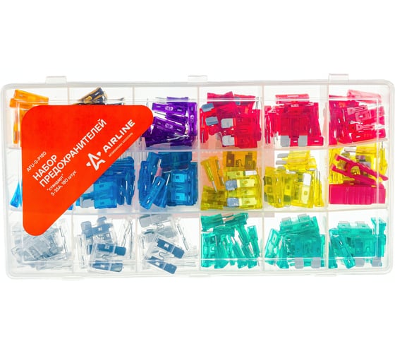 Изображение товара Предохранители Airline стандарт, в пластиковой коробке с экстрактором, 180 шт., 5-35 А AFU-S-P180