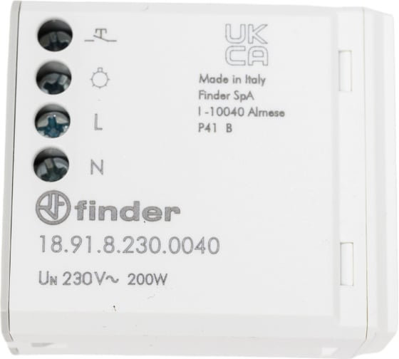 Изображение товара Детектор движения Finder, установка в монт. коробке, выход 1no 200вт 230в ас, питан, 189182300040