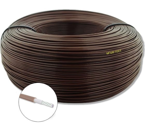 Изображение товара Провод монтажный БУРЕВЕСТНИК МГШВ 1x0.35 мм2 коричневый, 200м BOZ480202L200