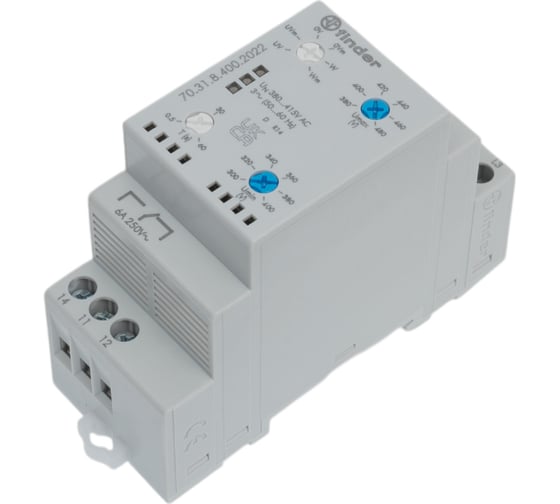 Изображение товара Многофункциональное реле контроля фаз Finder для трехфазных сетей 380в - 415в ас, 50/60гц, 703184002022