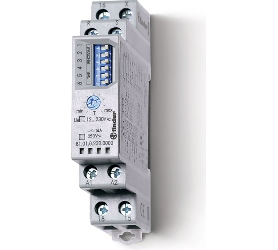 Изображение товара Модульный многофункциональный таймер Finder функц: Ai, Di, sW, sp, be, De, ee, 1 CO конт. 16а, /=, 810102300000