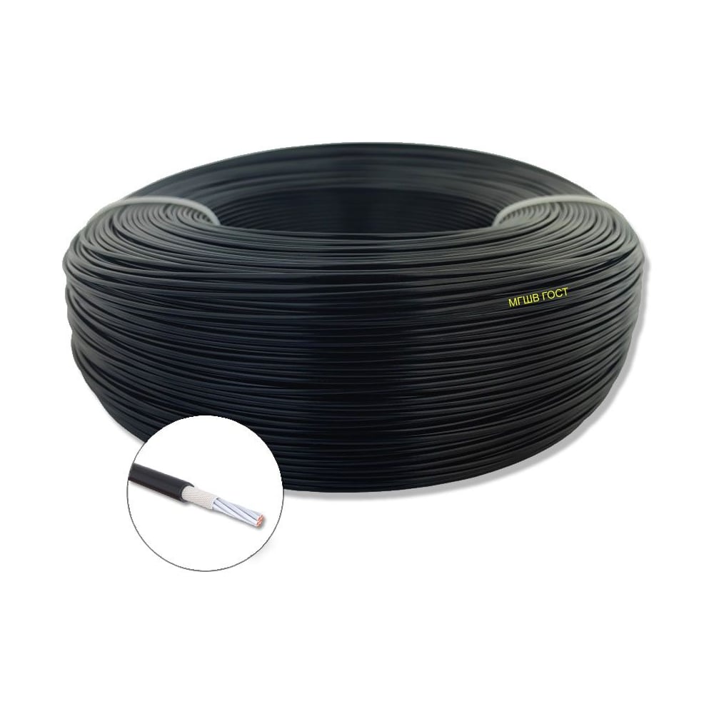 Изображение товара Монтажный провод БУРЕВЕСТНИК МГШВ 1x0. 5 мм2 черный, 50 м - кабель для электромонтажа