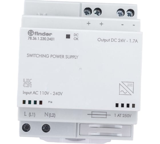 Изображение товара Импульсный источник питания Finder 230В AC - 24В DC, 36Вт, 1, 5А, 783612302401