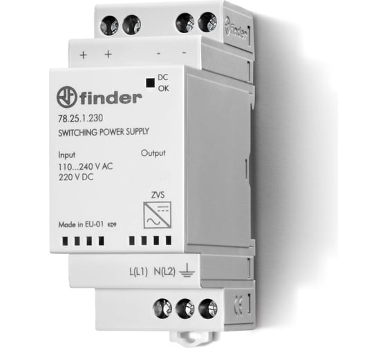 Изображение товара Импульсный источник питания Finder вход 110-240в Ac/220в Dc, выход 24в Dc, 25вт, 1а, 782512302400