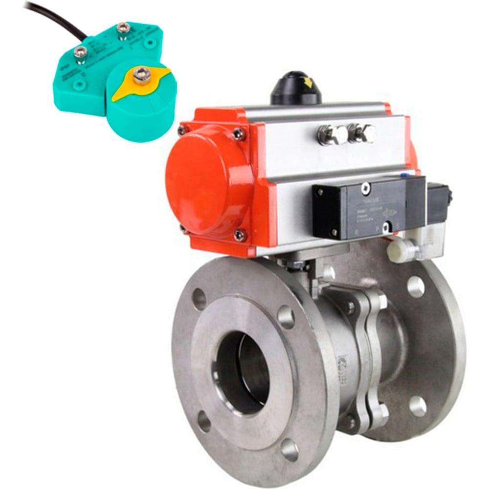 Изображение товара Кран DN.ru шаровой КШФП.316.200 Ду20 Ру40 с пневмоприводом