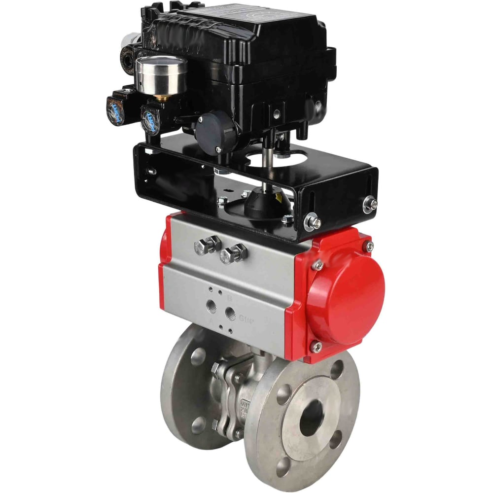 Изображение товара Двухходовой шаровой кран DN.ru 316-316-PTFE-F-ISO-R Ду300 Ру16 с пневмоприводом