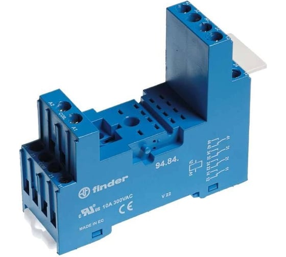 Изображение товара Розетка Finder для реле 55.34, 55.32 и модуля 99.80 с комб конт., с метал фикс, 94842SMA