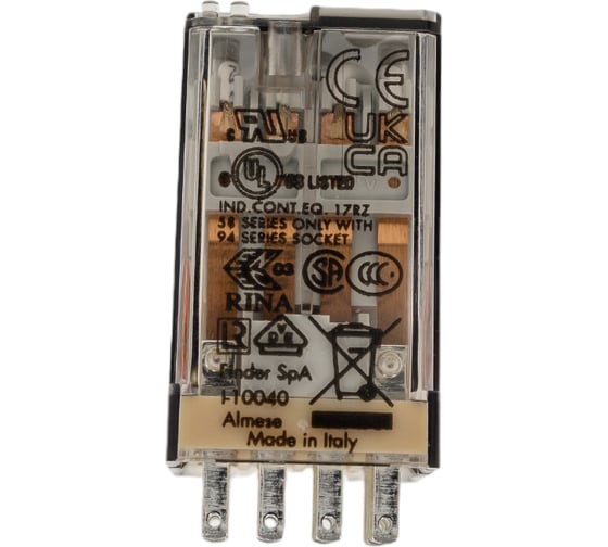 Изображение товара Промежуточное реле Finder 4 перекидных контакта 7А, 24В AC, 553480240000