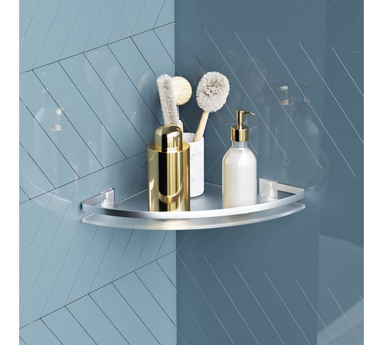 Изображение товара Угловая полка AM.PM Sense L стеклянная, алюминий A7456100