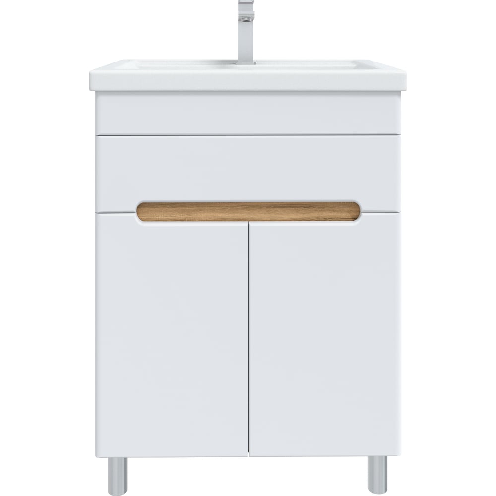 Изображение товара Тумба с раковиной RUVANN NIKA 70 + Фостер 70 белая современная напольная ванна