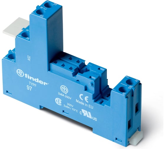 Изображение товара Розетка Finder для реле 46.52 и модуля 99.02/86.30, с разд-ми конт., с маталлическим фикс, 9702SMA