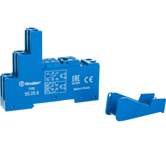 Изображение товара Розетка Finder для реле 40.51, 40.52, 40.61 и модуля 99.02/86.30, с разд-ми конт., с пласт, 95059SPA