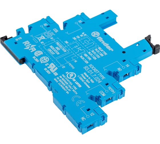 Изображение товара Розетка Finder для реле 34.51, 34.81 с винтовыми зажимами, 6А, = 6-24В DC, 93017024