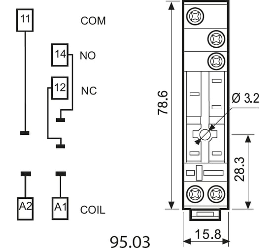 Изображение товара Розетка Finder для реле 40.31 и модуля 99.02/86.30, с разд-ми конт., с пластиковым фикс 9503SPA