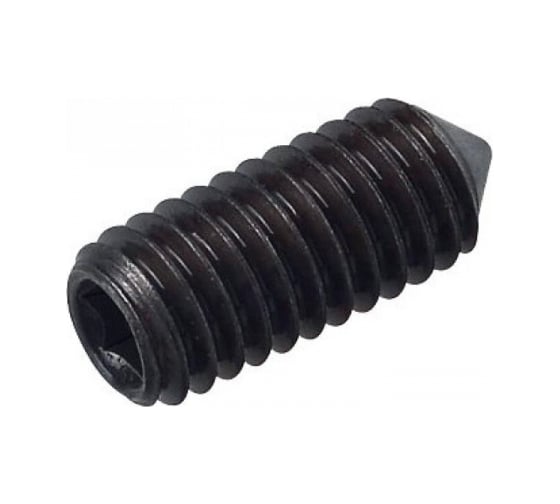 Изображение товара Установочный винт с внутр. шестигранником КРЕП-КОМП черный, DIN 914, 6х6, пр. 12.9, конический конец вук66пр