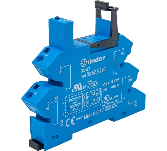 Изображение товара Розетка Finder для реле 41.52 с пружинными зажимами, 10А 230В AC, 93528230