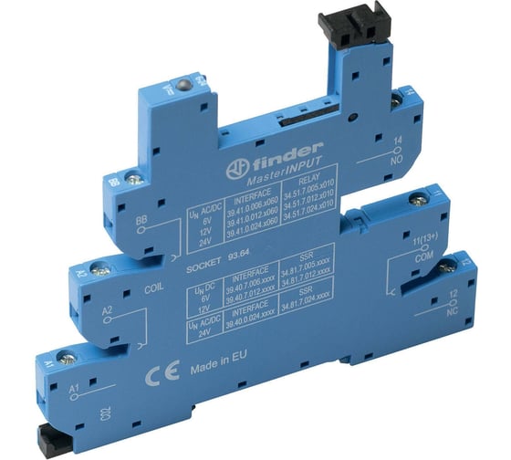 Изображение товара Розетка Finder MasterINPUT для реле 34 серии с винтовыми клеммами, = 24В DC, 6А, 93647024