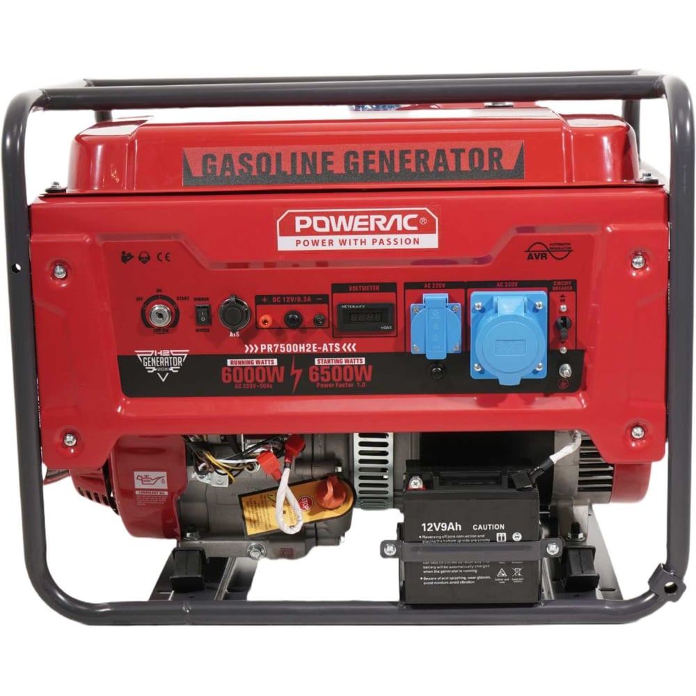 Изображение товара Генератор бензиновый POWERAC 6.5 кВт 220В PR7500H2E-ATS с автоматическим запуском