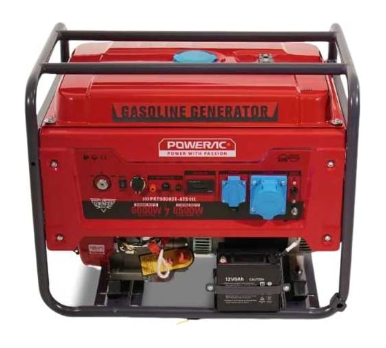 Изображение товара Генератор бензиновый электрический POWERAC 6.5 кВт, 220В, 15л.с., электростартер + АКБ PR7500H2E