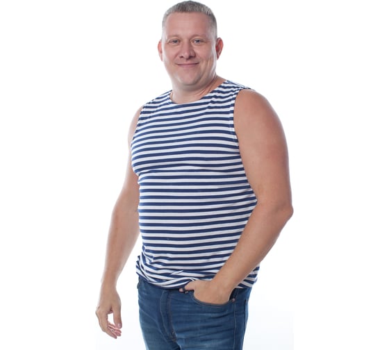 Изображение товара Тельняшка без рукавов БЕРТА 100 % хлопок, синяя полоса 703с-52-54