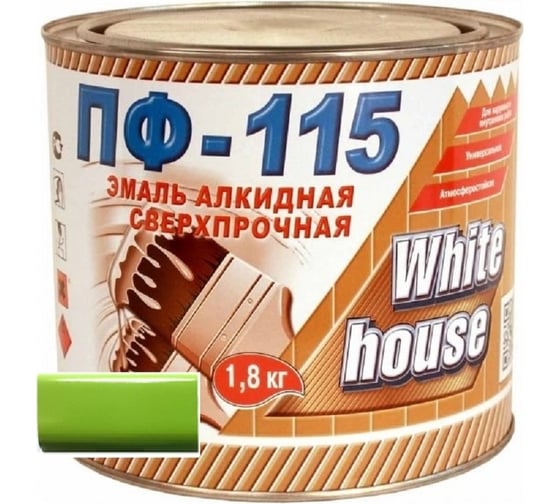Изображение товара Эмаль White House ПФ-115 (салатная; 1.8 кг) 15231
