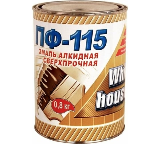 Изображение товара Эмаль White House ПФ-115 (белая; глянцевая; 0.8 кг) 15197