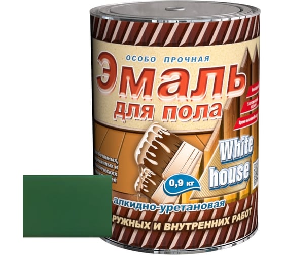 Изображение товара Алкидно-уретановая эмаль White House для пола (зеленый луг; 0.9 кг) 15324