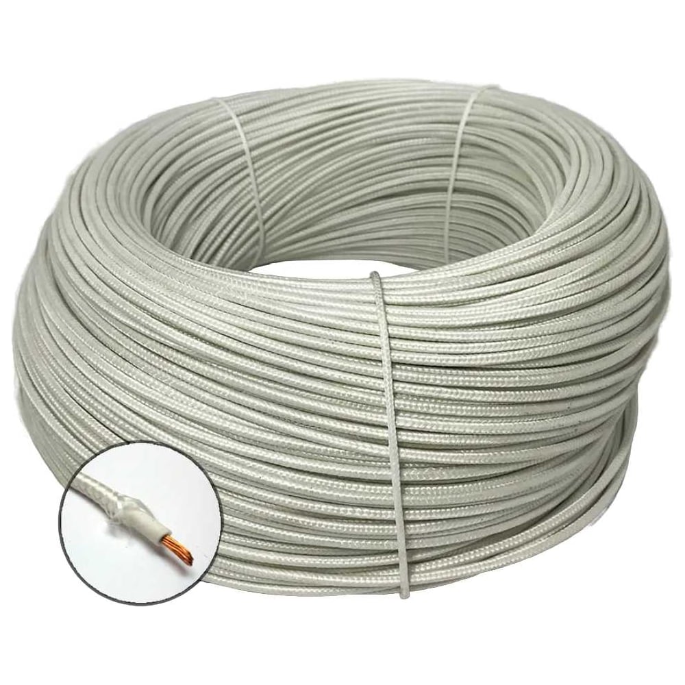 Изображение товара Термостойкий провод БУРЕВЕСТНИК РКГМ 1x0.5 мм2 600м белый высокая температура