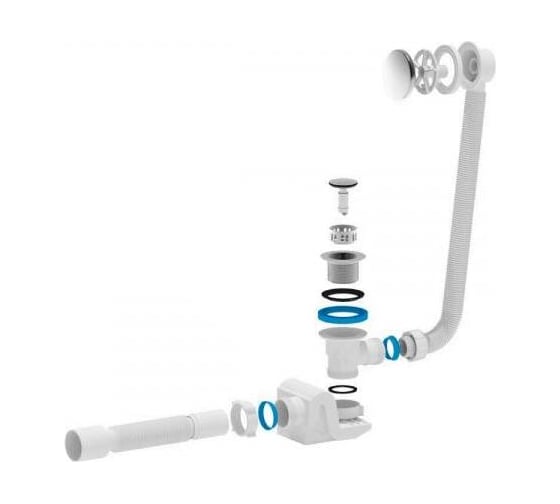 Изображение товара Сифон для ванны АНИ Пласт Бриг автоматический, с гофрой 40х50 ЕС655S 025-1135