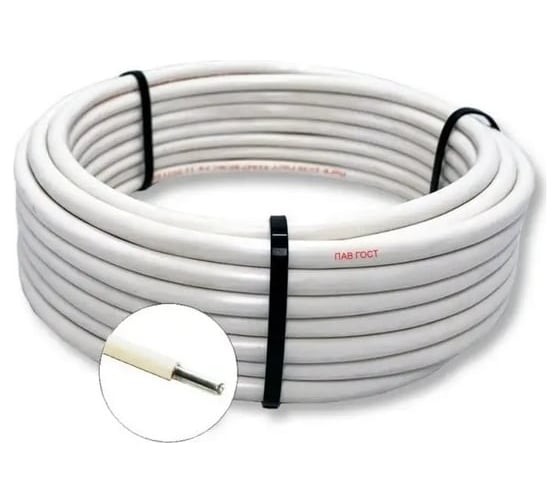 Изображение товара Провод БУРЕВЕСТНИК установочный пав 1x4 мм2 белый, 20м BOZ251802L20