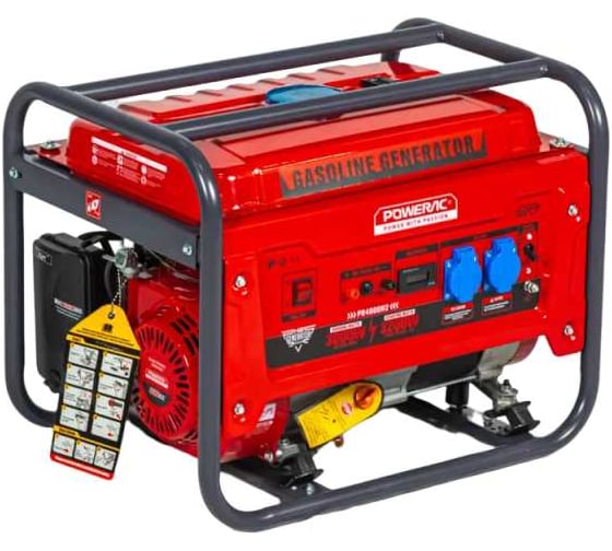 Изображение товара Генератор бензиновый электрический POWERAC 3.2 кВт, 220В, 7л.с., ручной стартер PR4000H2