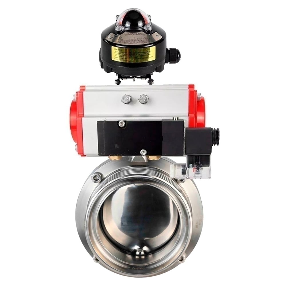 Изображение товара Затвор дисковый DN.ru 304-304-EPDM Ду25 Ру10 пневмопривод нержавеющая сталь