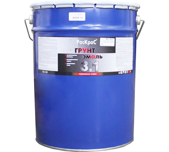 Изображение товара Грунт-эмаль РасКраС "3 в 1" белая, барабан 21 кг 4690417021079