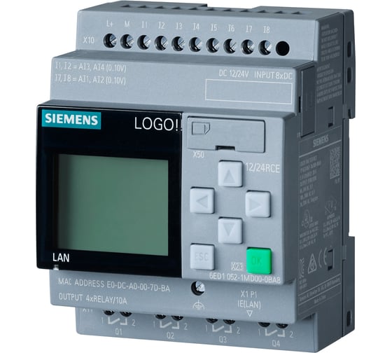 Изображение товара Микроконтроллер Siemens LOGO! 12/24RCE, 8 DI 4 AI 4 DO, с дисплеем 6ED10521MD080BA1 6ED1052-1MD08-0BA1
