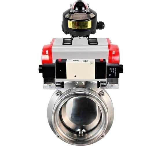 Изображение товара Затвор дисковый DN.ru 304-304-EPDM Ду32 Ру10 пищ.нерж.сталь, пневмопривод, пневмораспределитель, БКВ D050-74052