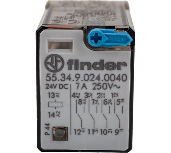 Изображение товара Промежуточное реле Finder 4 перекидных контакта 7А, = 24В DC, 553490240040