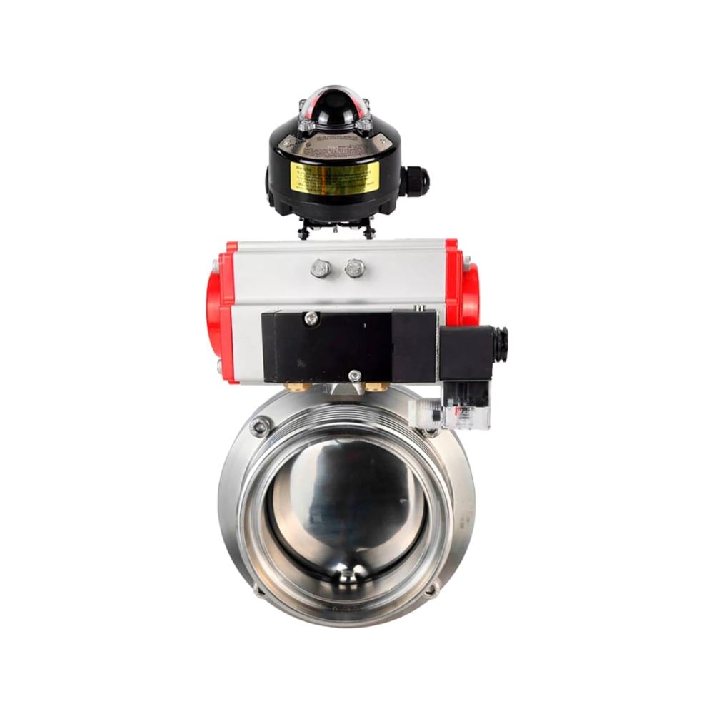 Изображение товара Дисковый затвор DN.ru 304-304-Sil Ду25 Ру10 пневмопривод нержавеющая сталь