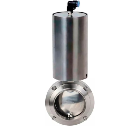 Изображение товара Дисковый затвор DN.ru 304-304-Sil-2W-W-H Ду65 Ру10 пищевая нержавеющая сталь 304, пневмопривод D050-73101