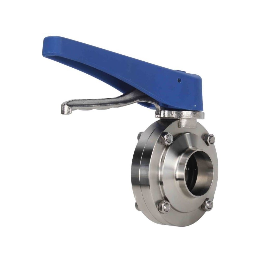 Изображение товара Дисковый затвор DN.ru 304-304-EPDM-2W-W-H Ду32 Ру10 пищевая нержавеющая сталь,под приварку, рукоятка D050-73017