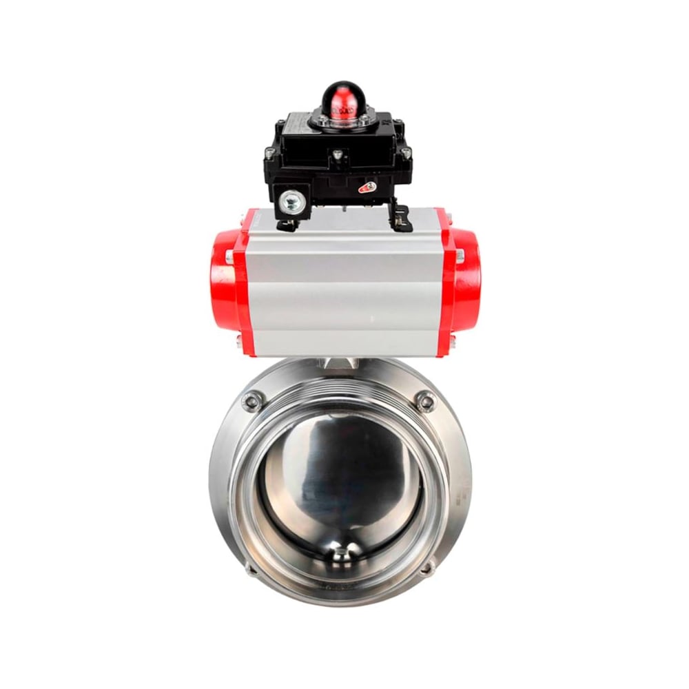 Изображение товара Дисковый затвор DN.ru 304-304-Sil-2W-T-H Ду80 пневмопривод нержавеющая сталь