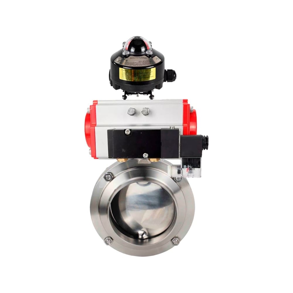 Изображение товара Дисковый затвор DN.ru 304-304-Sil Ду25 Ру10 пневмопривод пищеварная нержавеющая сталь