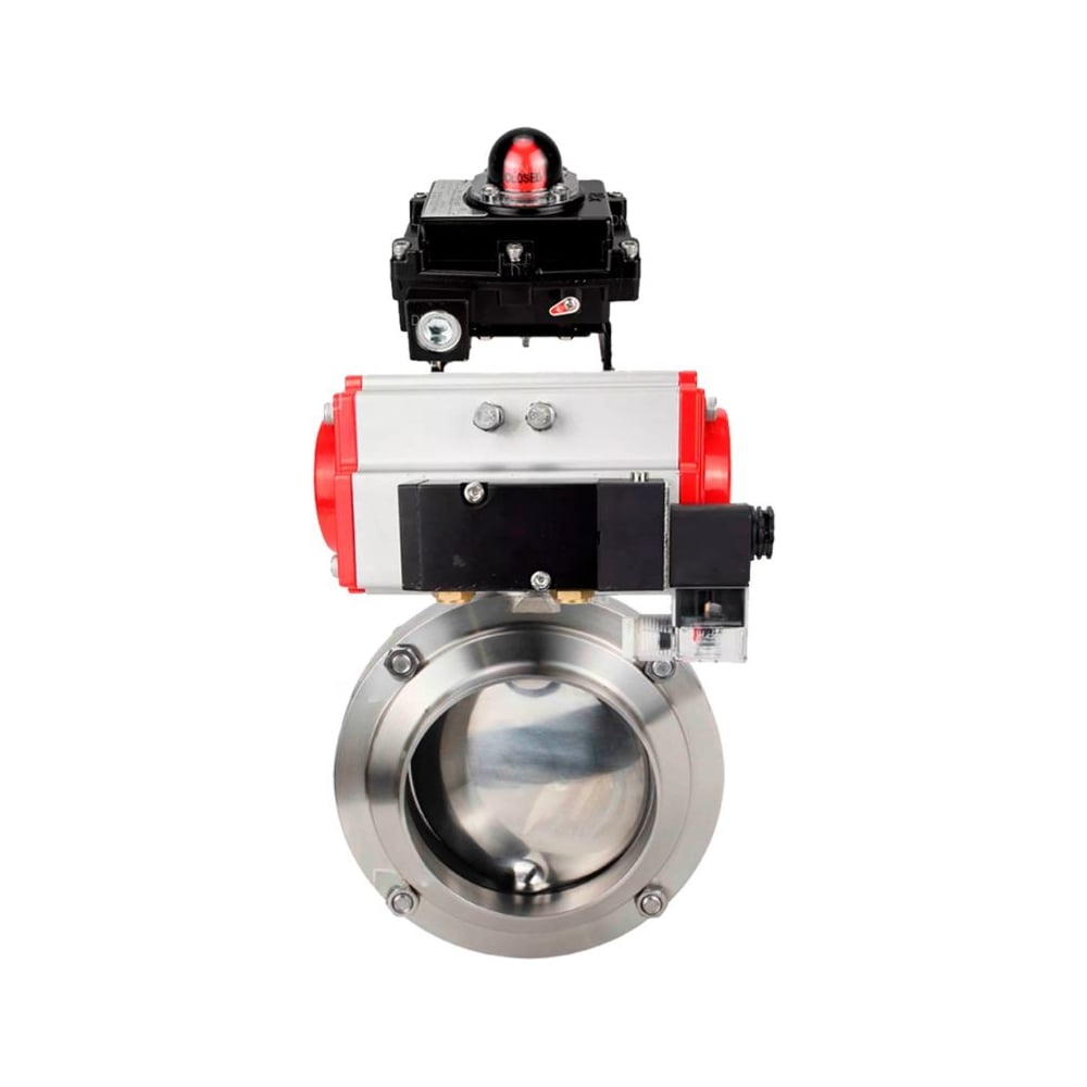 Изображение товара Дисковый затвор DN.ru 304-304-Sil Ду65 Ру10 пневмопривод нержавеющая сталь