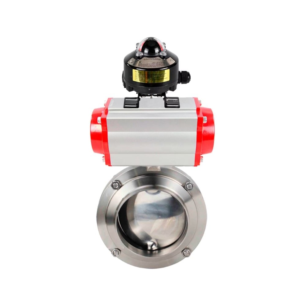 Изображение товара Дисковый затвор DN.ru 304-304-EPDM-2W-W-H Ду25 пневмопривод нержавеющая сталь