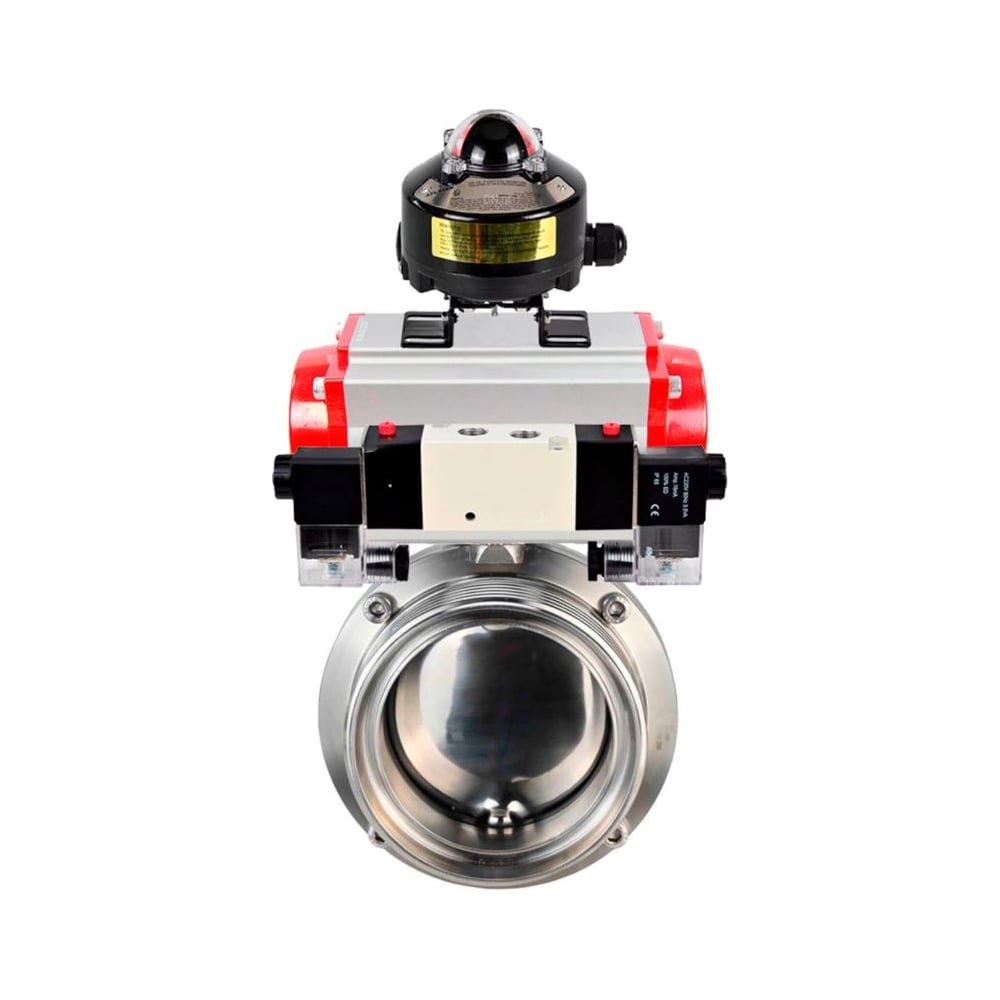 Изображение товара Дисковый затвор DN.ru 304-304-Sil Ду25 Ру10 пневмопривод нержавеющая сталь