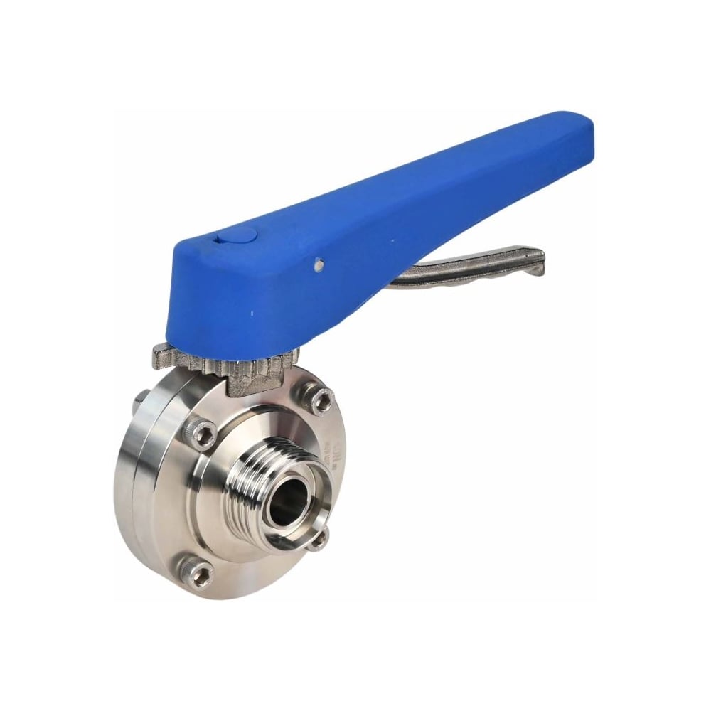 Изображение товара Дисковый затвор DN.ru 304-304-EPDM-2W-T-H Ду50 Ру10 пищевая нержавеющая сталь,резьбовой, рукоятка D050-73028