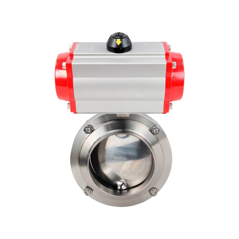 Изображение товара Дисковый затвор DN.ru 304-304-Sil-2W-W-H Ду25 Ру10 пищевая нержавеющая сталь 304, пневмопривод D050-76499