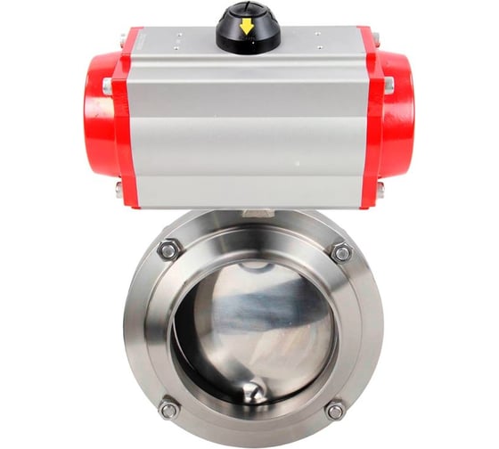 Изображение товара Дисковый затвор DN.ru 304-304-Sil-2W-W-H Ду25 Ру10 пищевая нержавеющая сталь 304, пневмопривод D050-76499